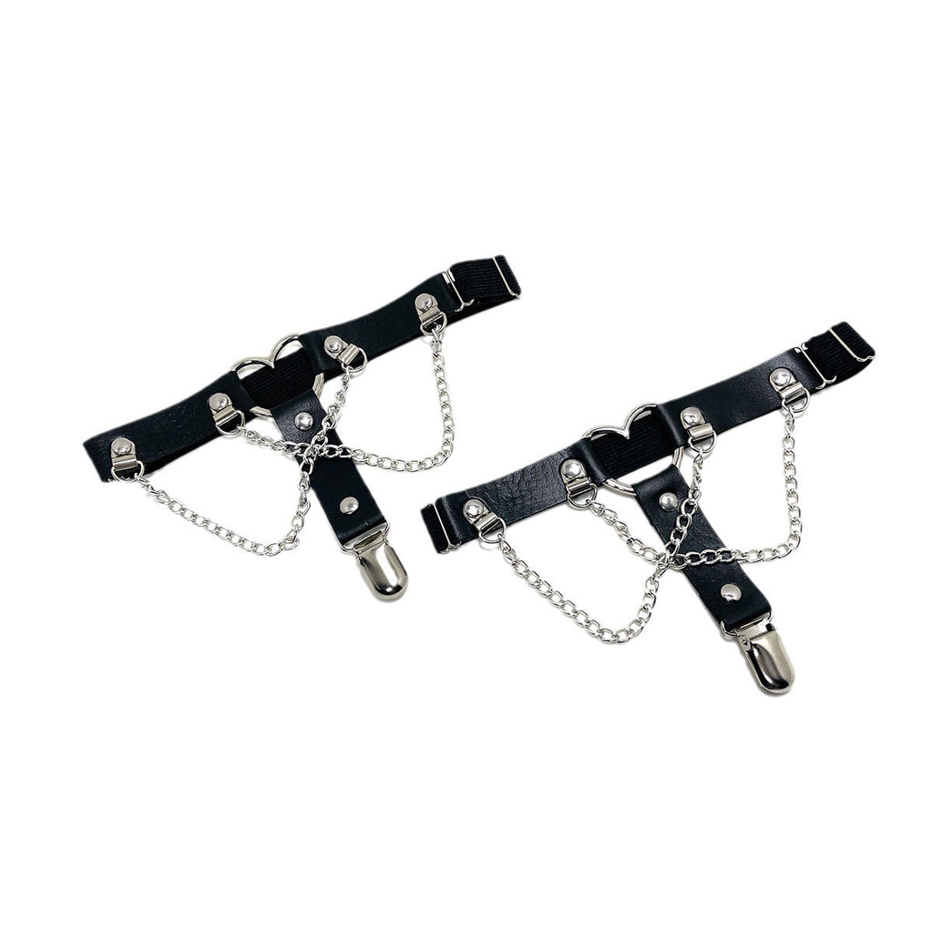 Elastic Band Leg Ring Socks Clip Love Heart-Shaped Chain Sweet Cool Dark Series