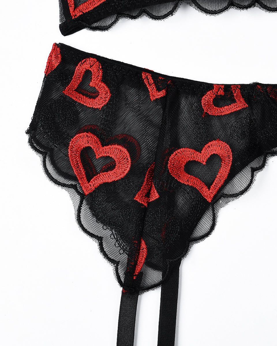 Conjunto de estampados bordados con ligueros