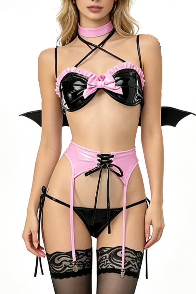 Disfraz de bikini súcubo oscuro (set de 6 piezas)