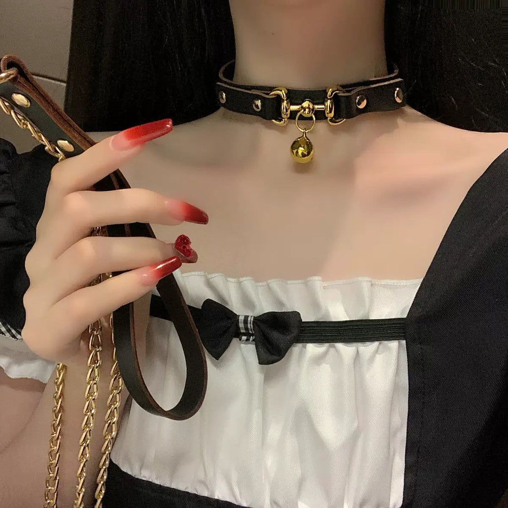 Little Bell Shape Chain Leather Collar