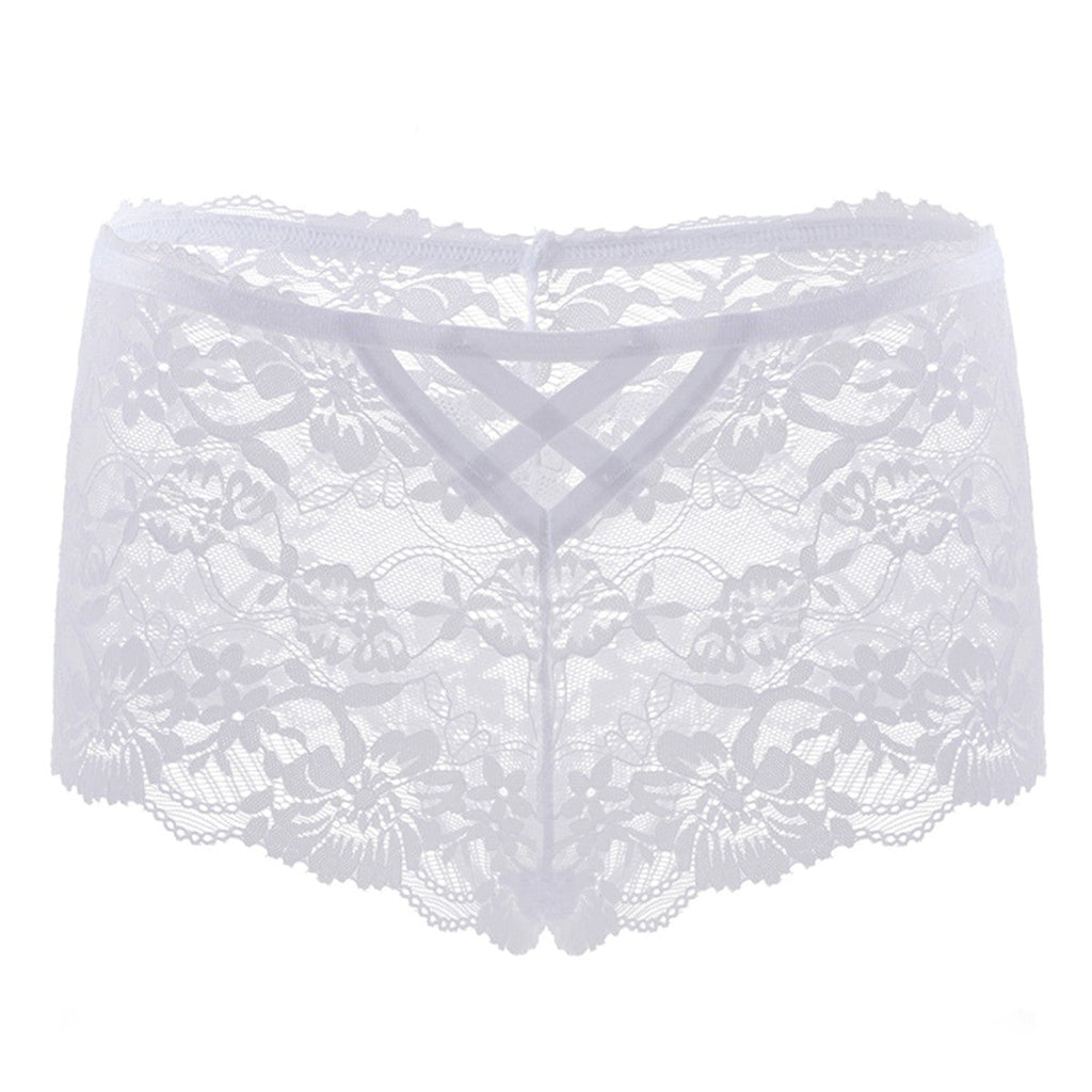 Sexy hollow lace cross straps women's briefs Boyshort