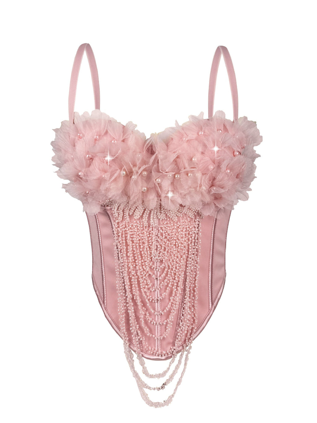 Handmade Flower Tassel Backless Sling Corset