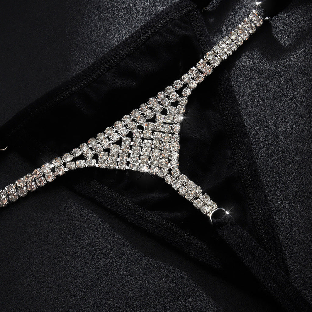 Cadena de cuerpo de bikini sexy con incrustaciones de diamantes brillantes de moda Accesorios Tanga
