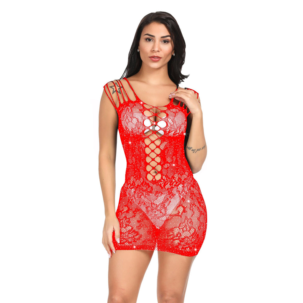 Hot Drilling Lingerie Mesh Bodystocking