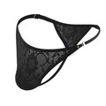Tanga de encaje transparente sexy con botones laterales para hombre