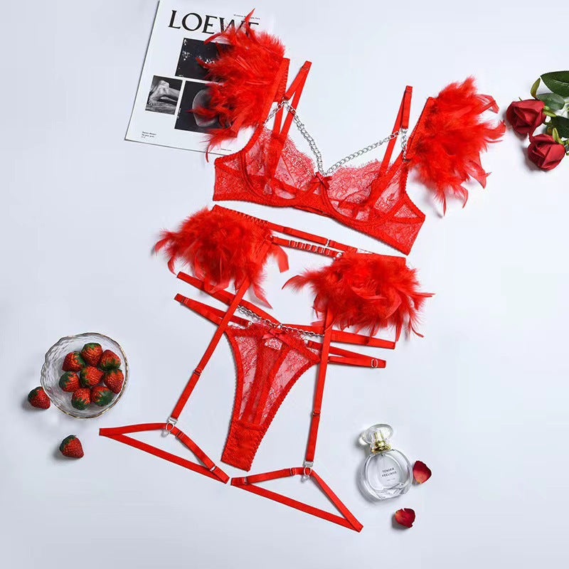 Metal Chain Lace Feather Lace Sexy Lingerie