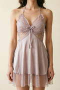 Camisón tipo babydoll de satén y encaje