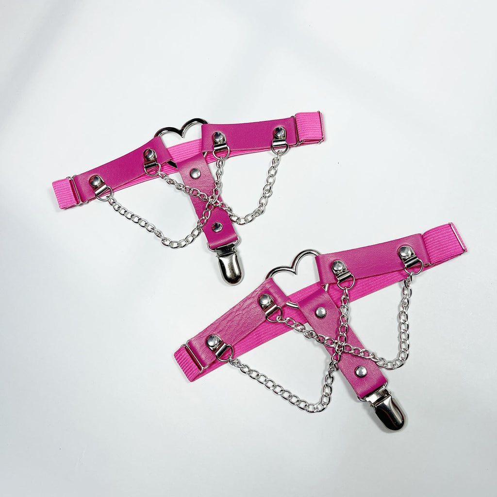 Elastic Band Leg Ring Socks Clip Love Heart-Shaped Chain Sweet Cool Dark Series