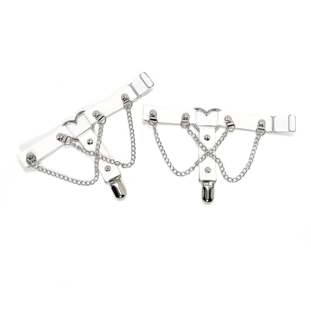Elastic Band Leg Ring Socks Clip Love Heart-Shaped Chain Sweet Cool Dark Series