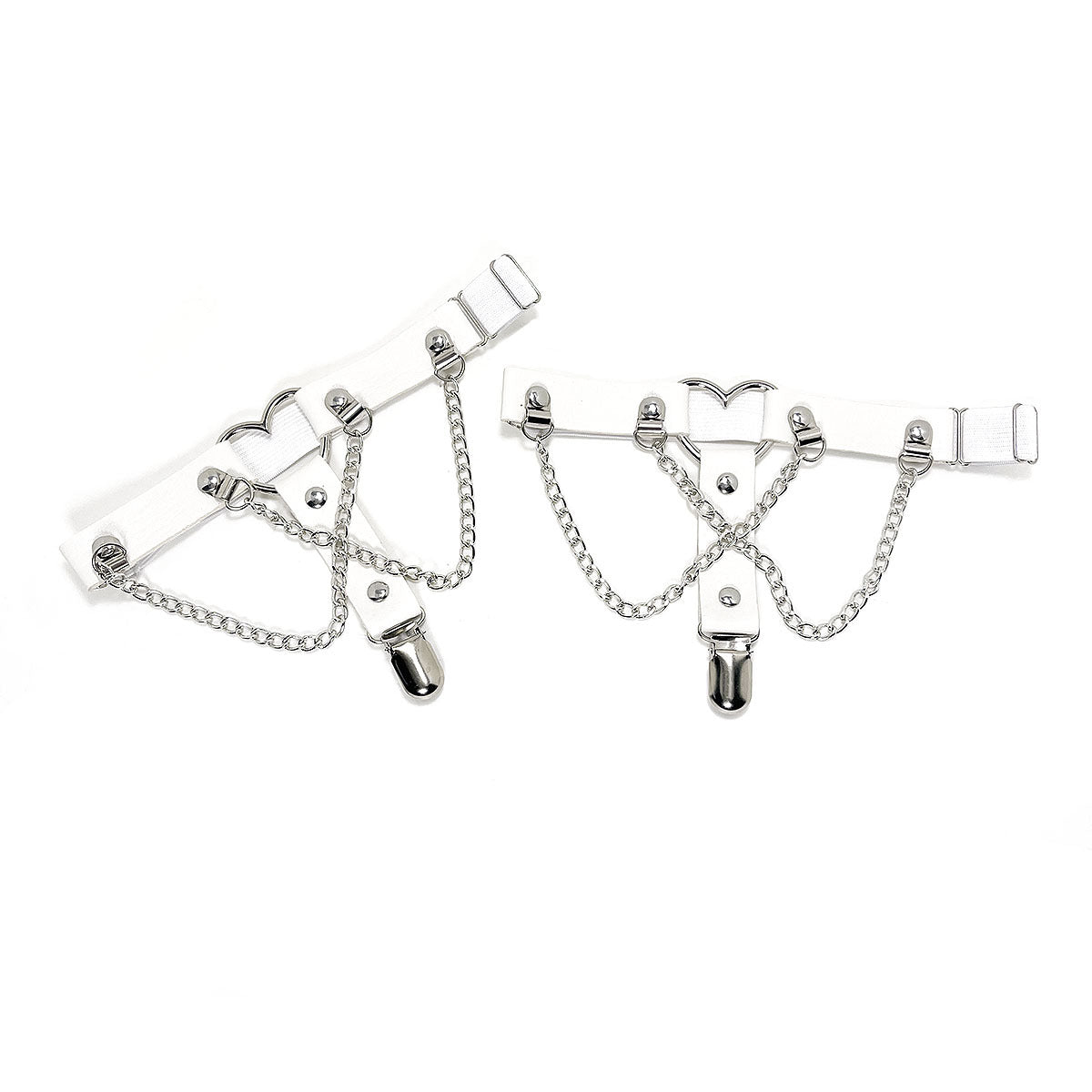 Elastic Band Leg Ring Socks Clip Love Heart-Shaped Chain Sweet Cool Dark Series