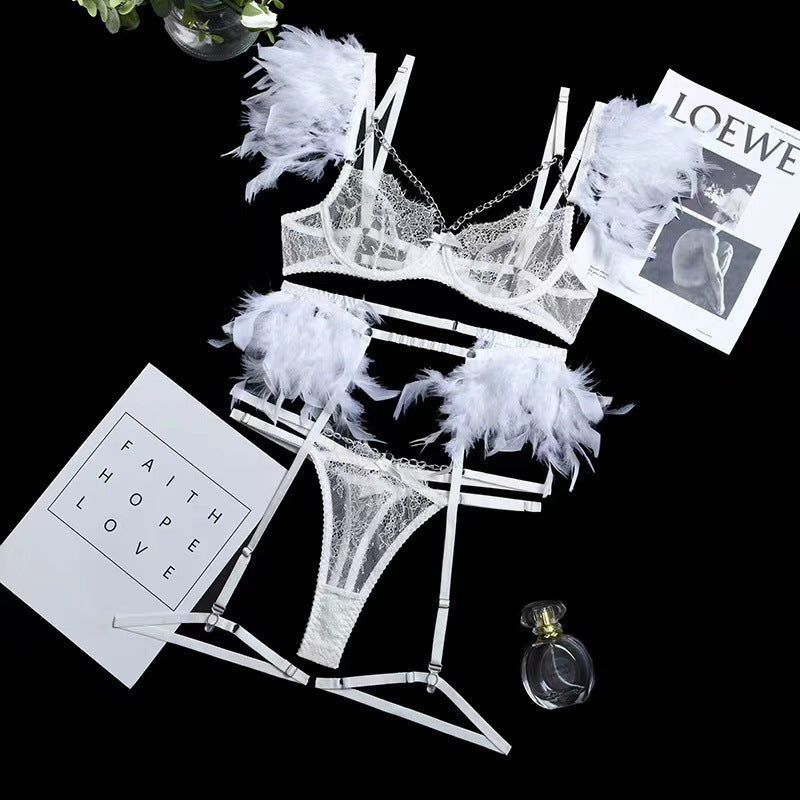 Metal Chain Lace Feather Lace Sexy Lingerie
