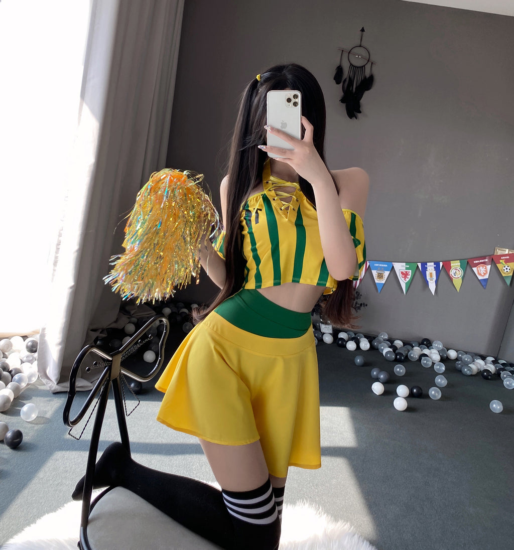 Uniforme de porrista de fútbol americano con falda