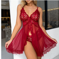 V-neck Lace Multi-Color Nightdress with Suspenders
