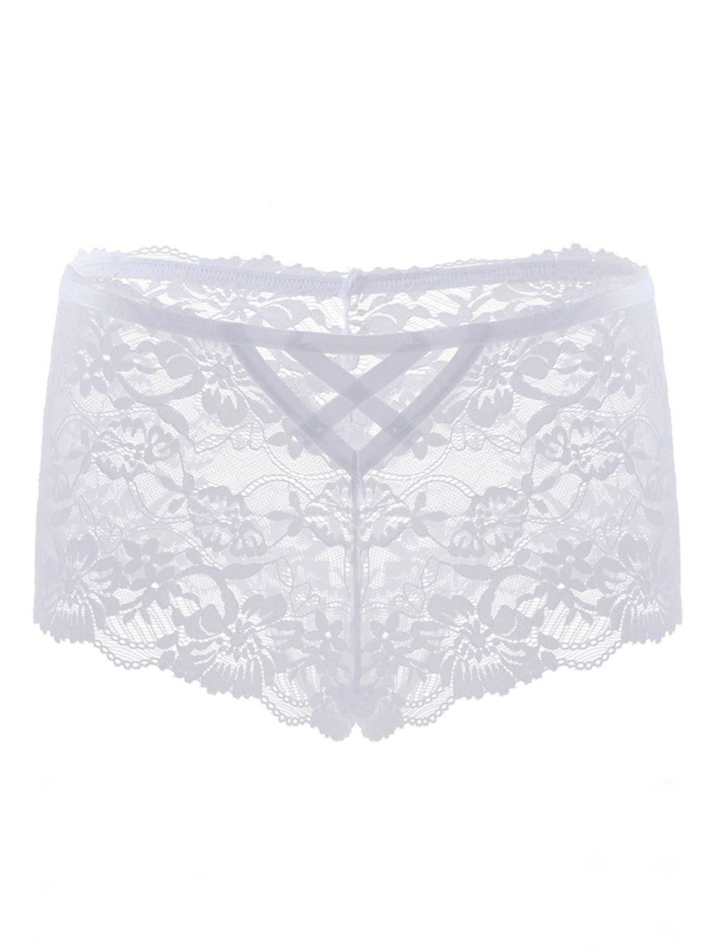 Sexy hollow lace cross straps women's briefs Boyshort