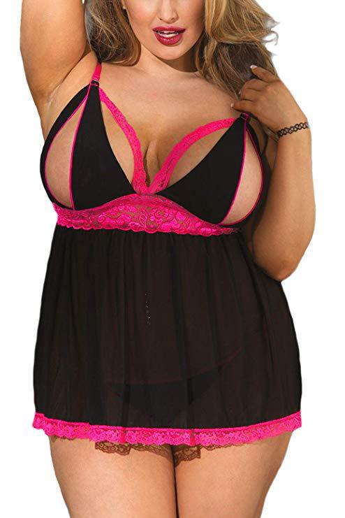 Pijama erótico con escote en V profundo, lencería sexy con vestido de dormir de encaje floral