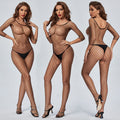 Sexy Women's Open-Crotch Fiery Bodysuit Black Silk Fishnet Uniform Temptation Erotic Lingerie