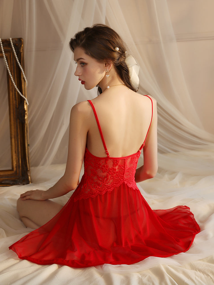 Floral Lace Babydoll Sexy Nightgown