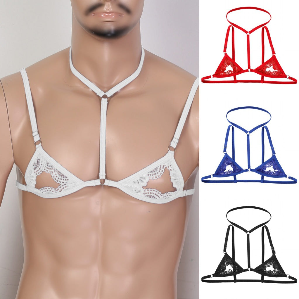 Sujetador de encaje de tres puntas sexy Ropa interior sexy para hombre