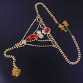 Ruby Belly Waist Chain Jewelry Rhinestone Thong Panties Luxury Rhinestone Underwear G-String