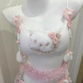 Cute Kitten Suspender Jeans Sexy Lingerie Set