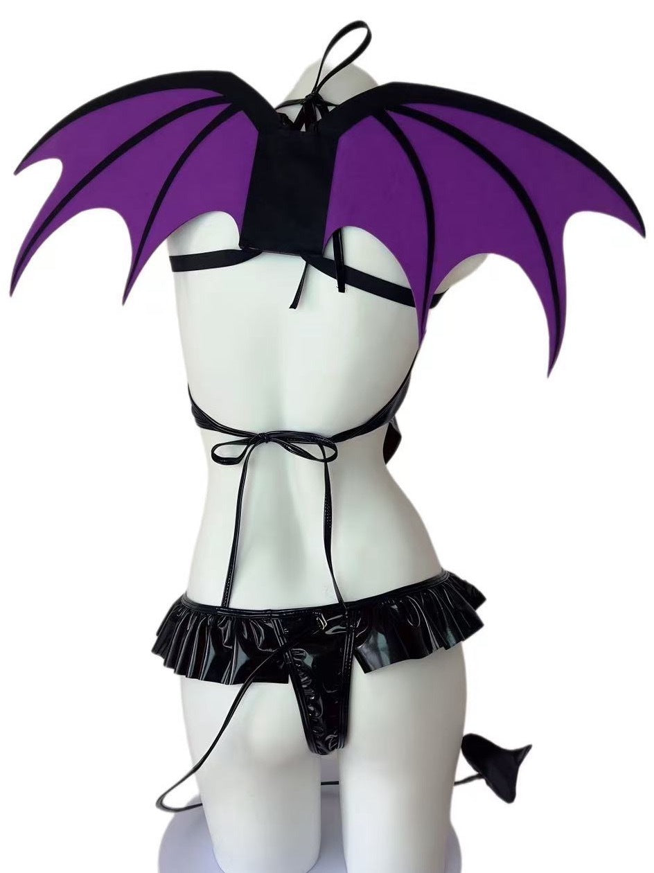 Patent leather Succubus Cosplay Costume Set