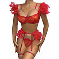 Traje de lencería sexy ultrafino de encaje con plumas de ángel para una noche apasionada