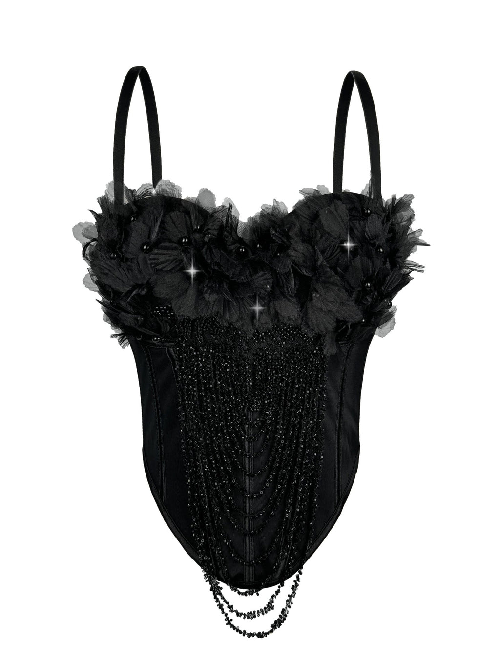 Handmade Flower Tassel Backless Sling Corset
