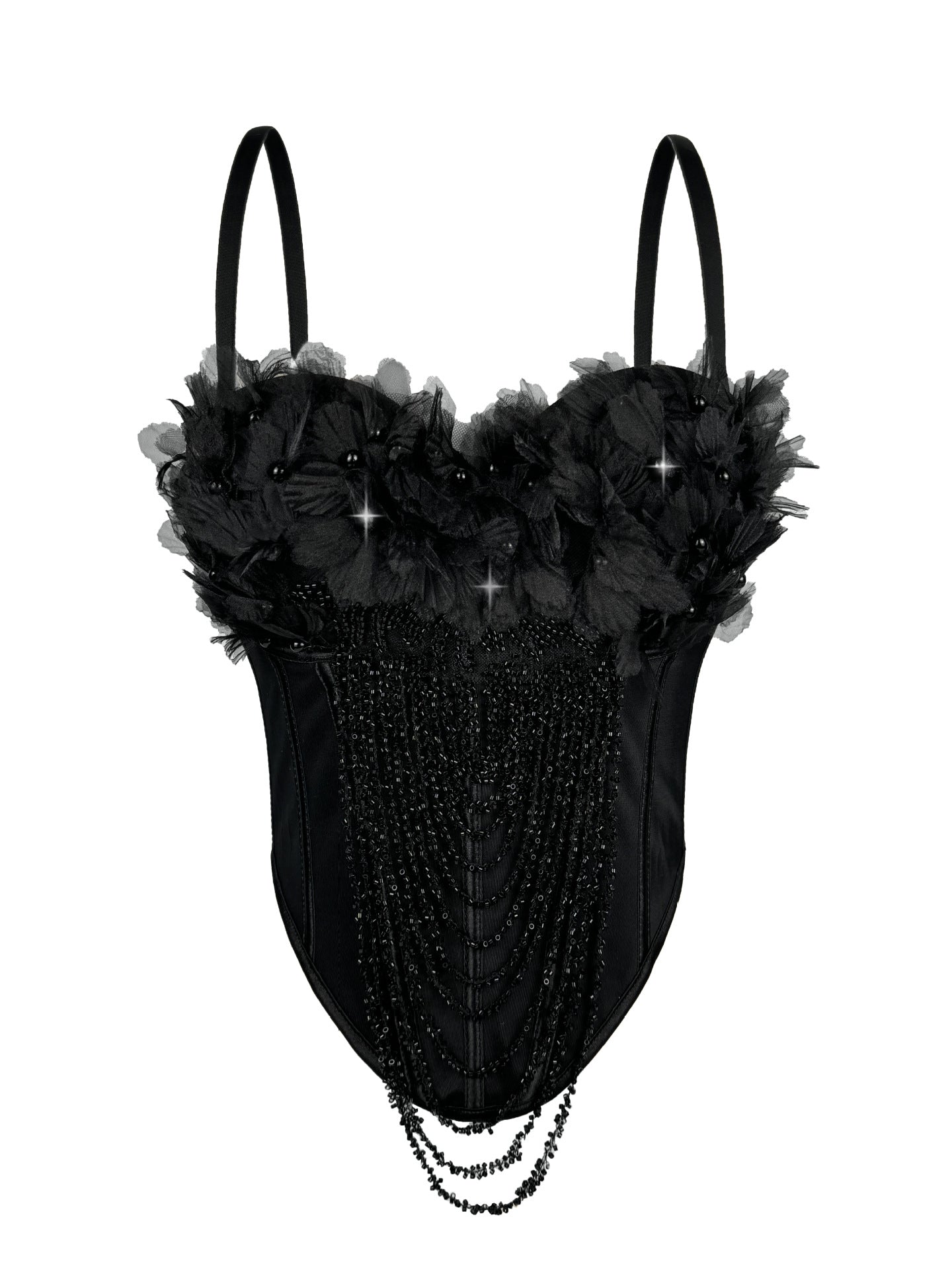 Handmade Flower Tassel Backless Sling Corset