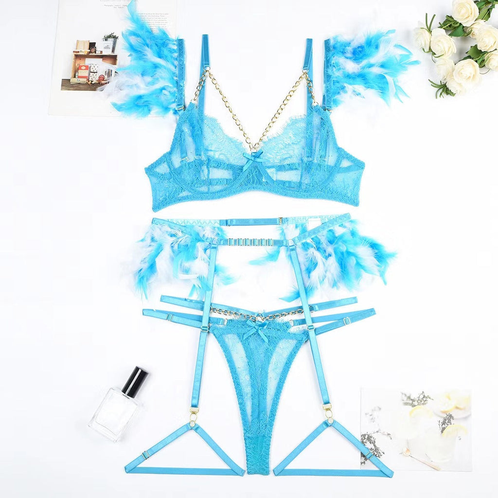 Metal Chain Lace Feather Lace Sexy Lingerie