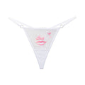"Love" Red Lips Sexy Embroidery Mesh Women Thong with Diamonds