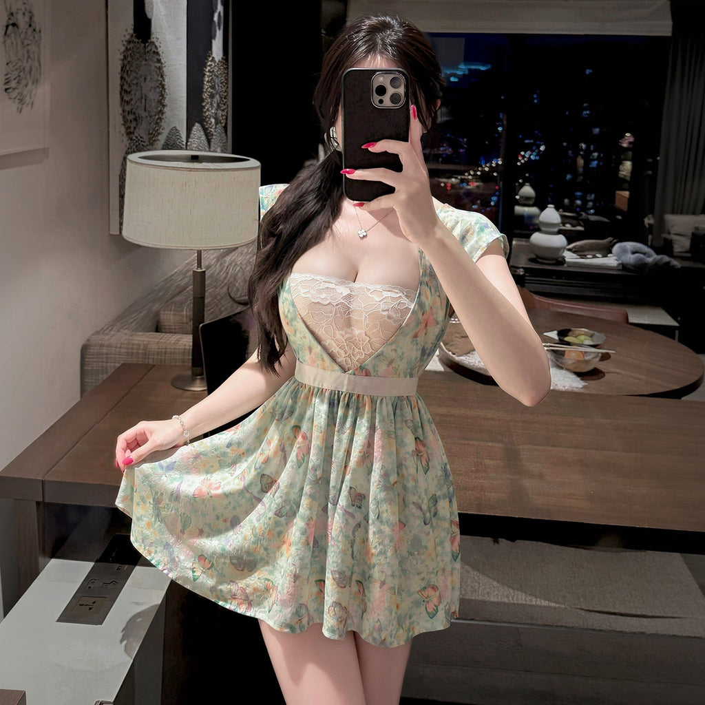 Vestido de cocinera vintage estampado para cosplay