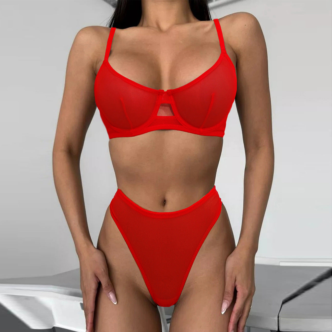 Mesh Sheer Push Up Lingerie Set