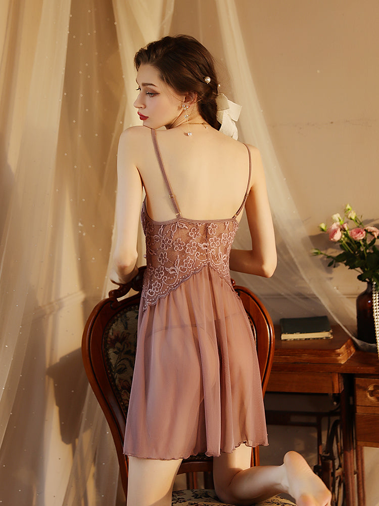 Floral Lace Babydoll Sexy Nightgown