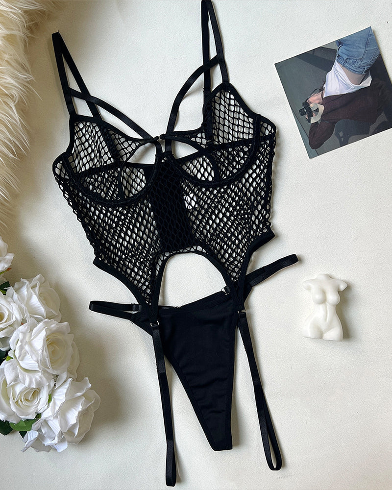Body de red transparente con bragas