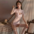 Hollow-out Cleavage-revealing Sexy Nurse Outfit Split-slit Buttock Erotic Lingerie