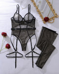 Body de rejilla hueco con medias