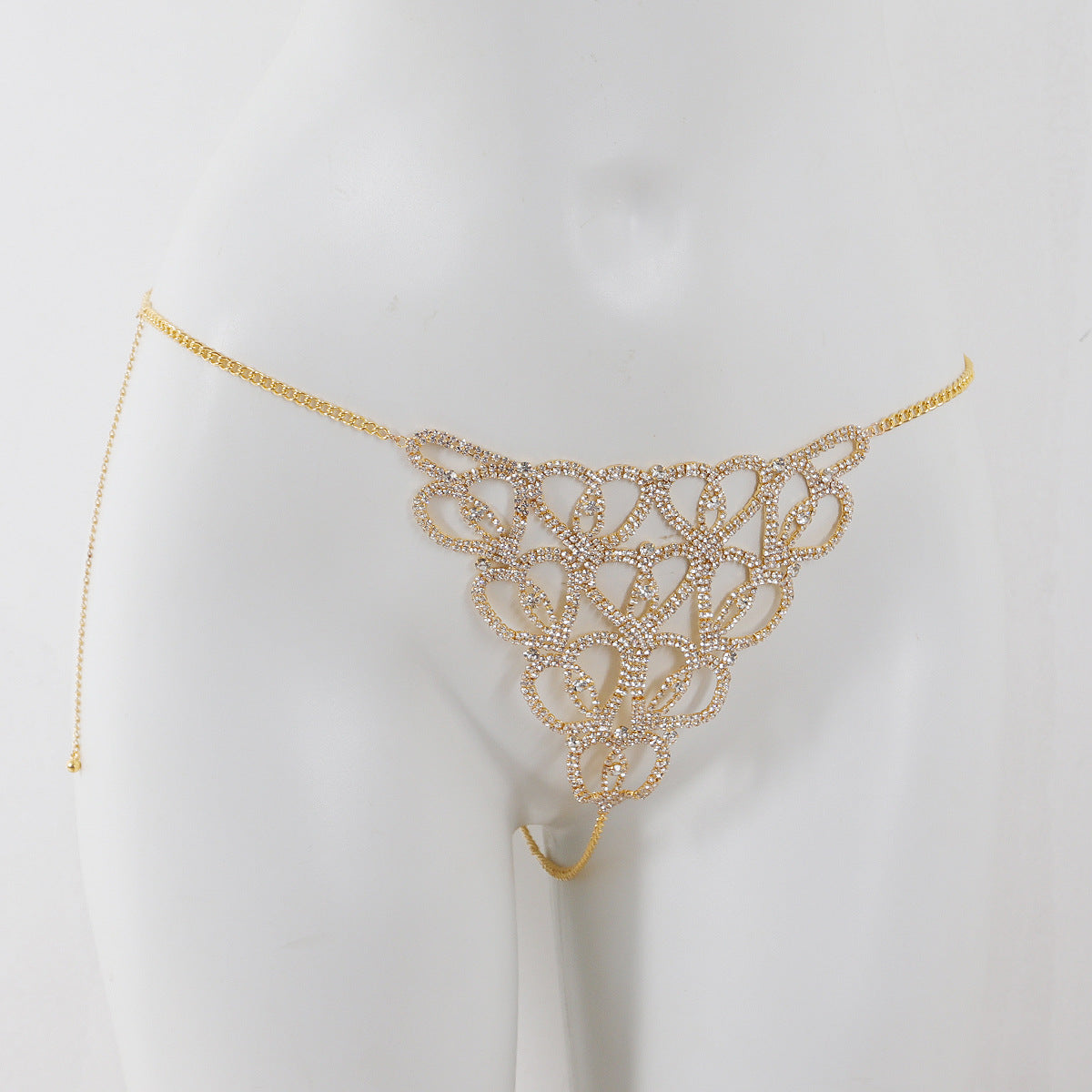 Water diamond Diamond studded Heart shaped Decorations Nightclub sexy Body Chain Bra Set
