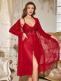 Traje sexy de camisón de encaje de malla para mujer