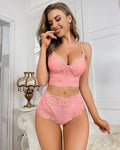 Pink Lace See-through Pajamas Set