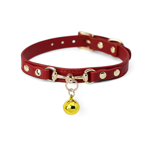 Bell Leather Collar with Hand Holding Rope
