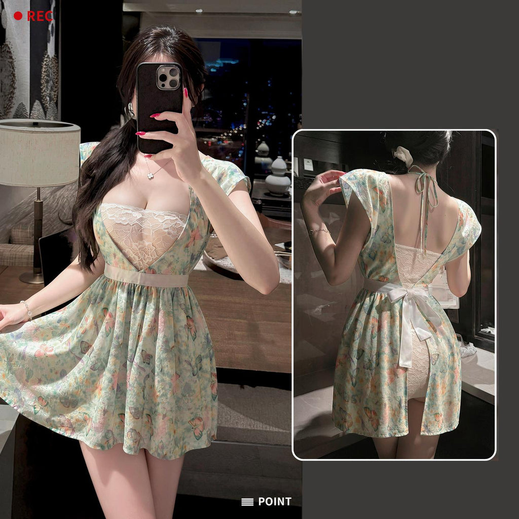 Vestido de cocinera vintage estampado para cosplay