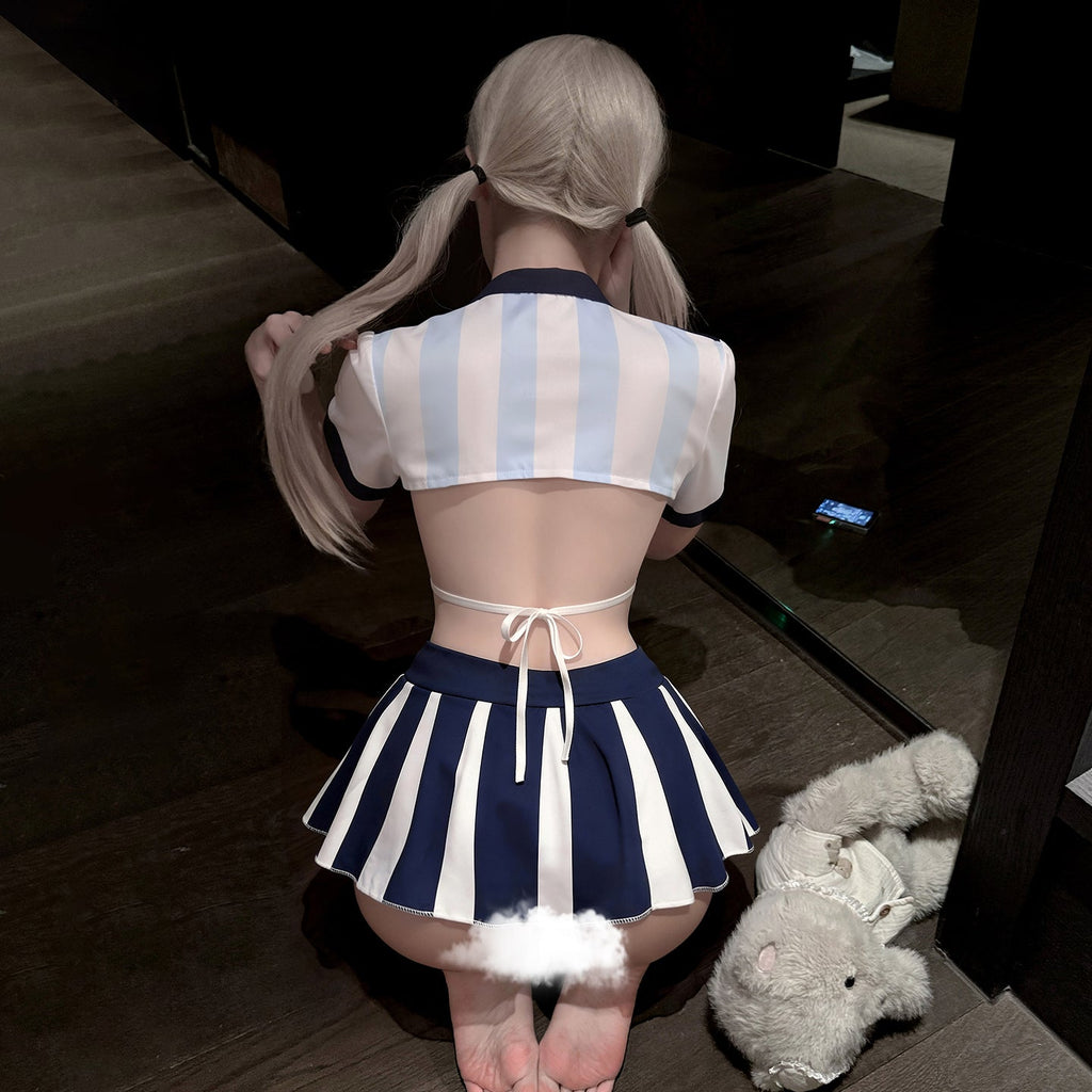 Sexy Argentina Football Lingerie Set Crop Top and Mini Skirt