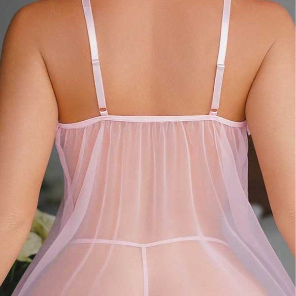 Falda sexy transparente de encaje con lazo de malla