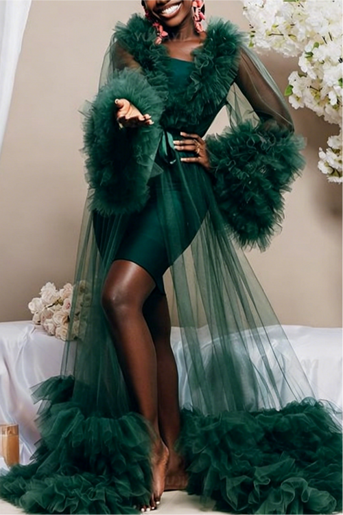Bridal Ball Puffy Silky Yarn Robe Formal Dress Only Outer Mesh