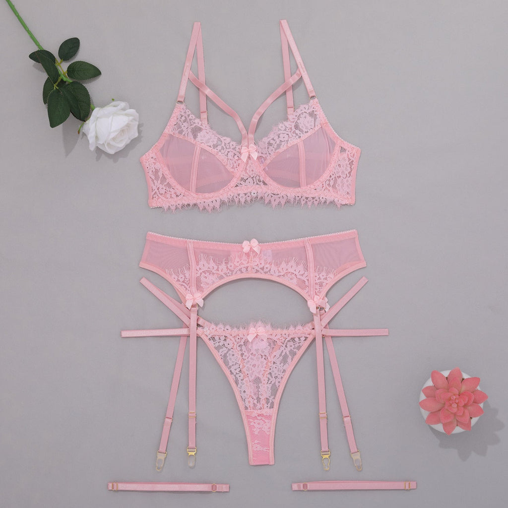Mesh Stitching Lace Garter Sexy Lingerie Fun Suit
