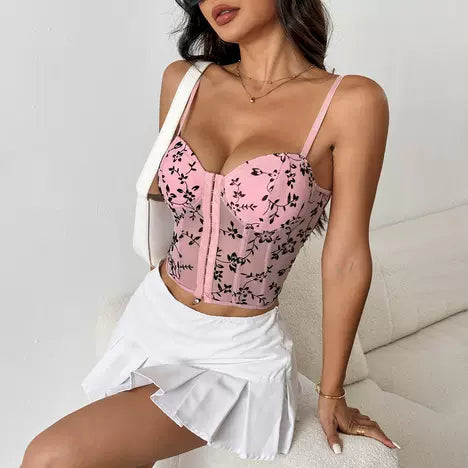 Minifaja de malla transparente de corte bajo con tirantes y varillas de espiga
