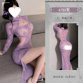 Traje Cheongsam transparente de encaje