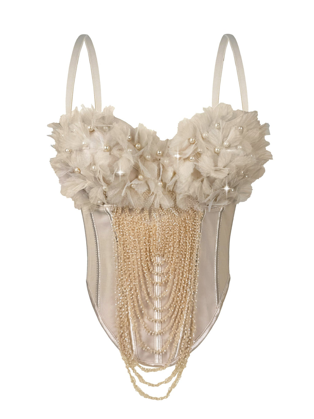 Handmade Flower Tassel Backless Sling Corset