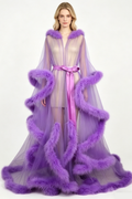 Sexy Feather Bell Sleeve Trailing Dress