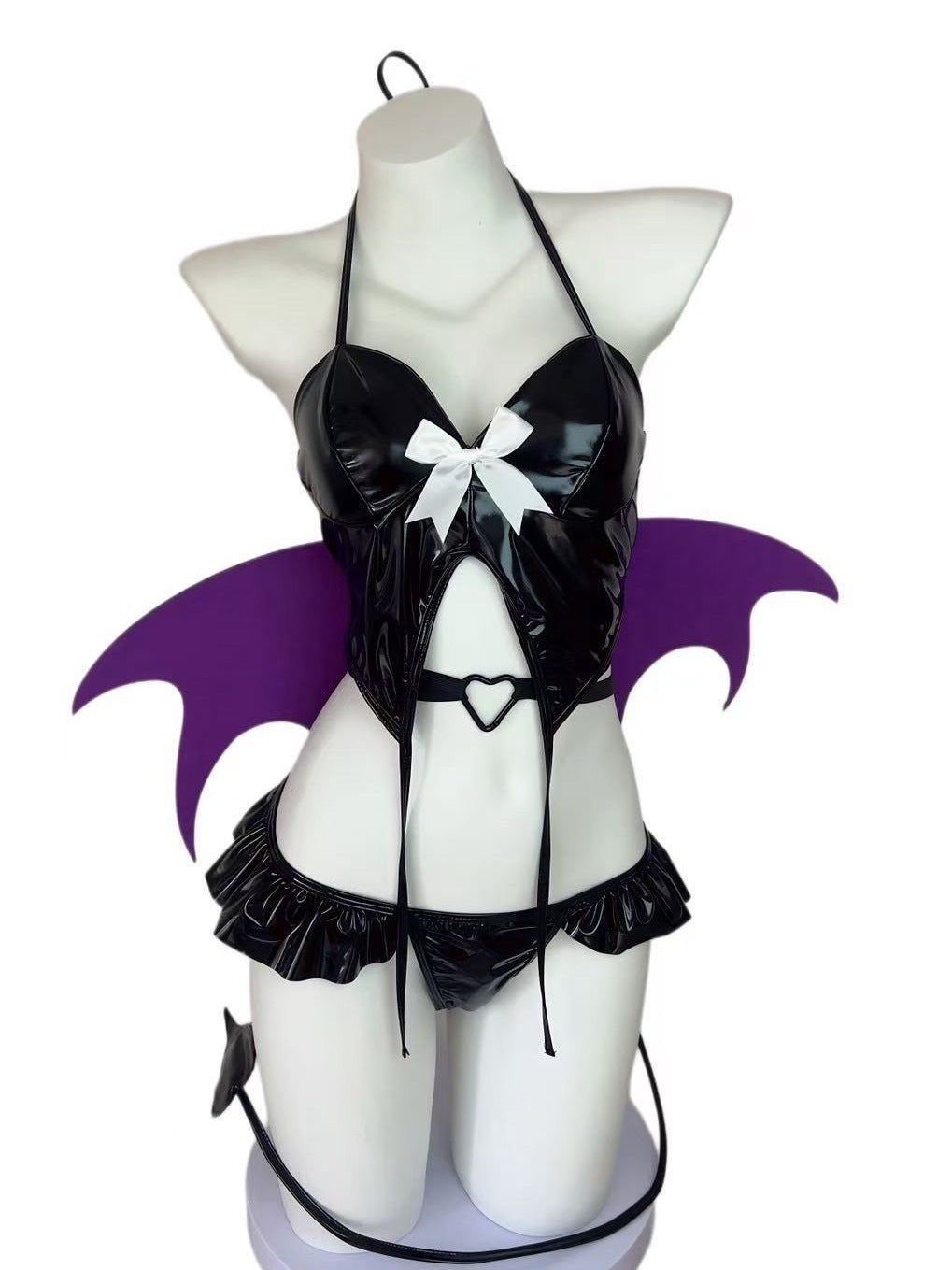 Patent leather Succubus Cosplay Costume Set